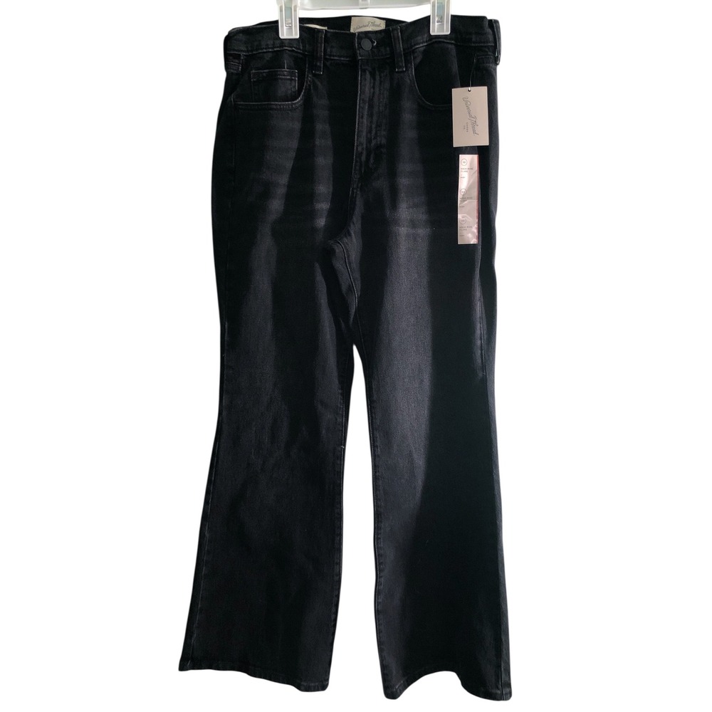 Universal Thread‎ High Rise FLARE Jeans Black Wash Denim Comfort Stretch Size 10